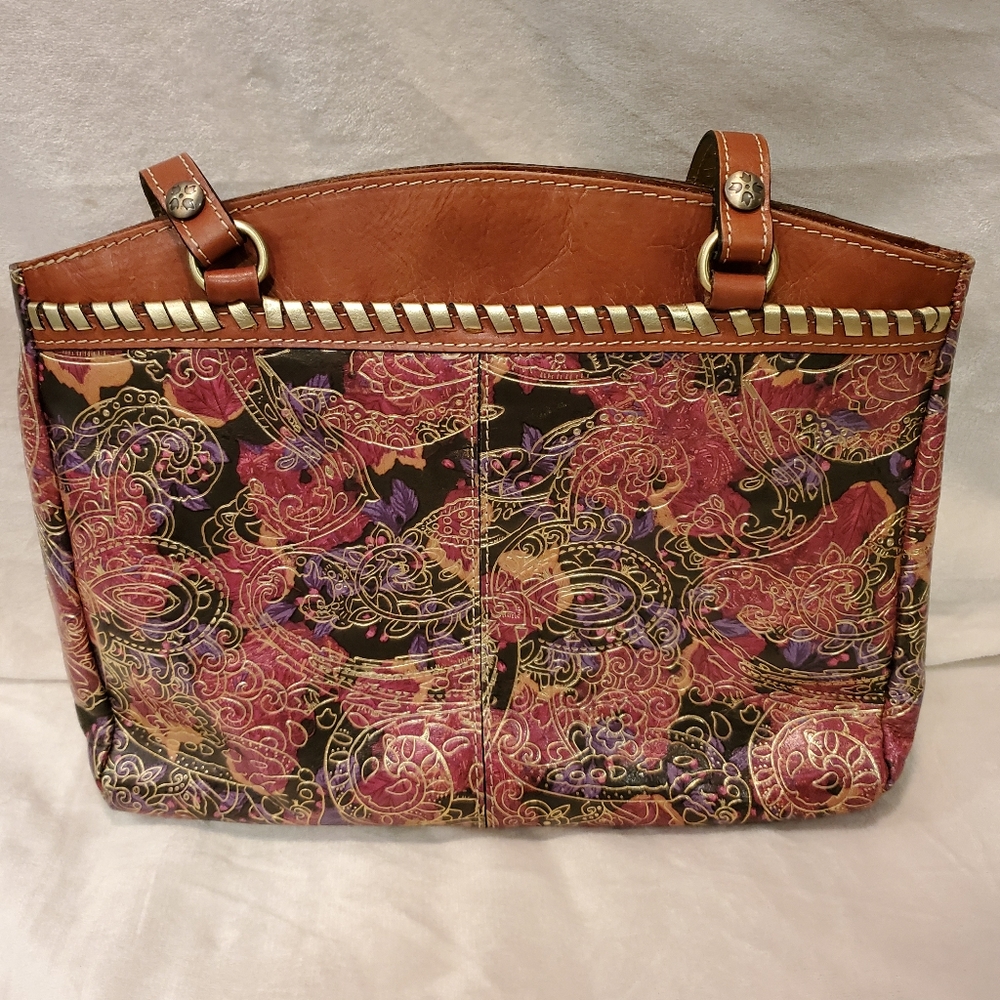 Patricia Nash metallic paisley leather tote